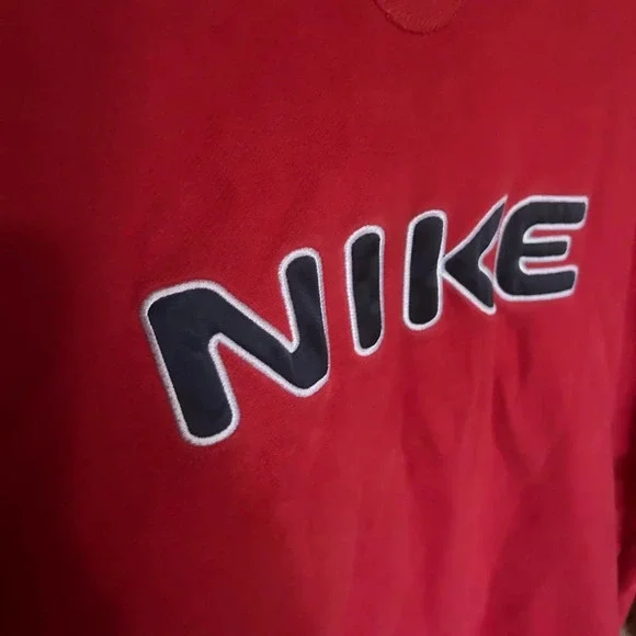Vintage Nike Center Logo Swoosh Red Stitch Spell Out Sweatshirt Retro XXL